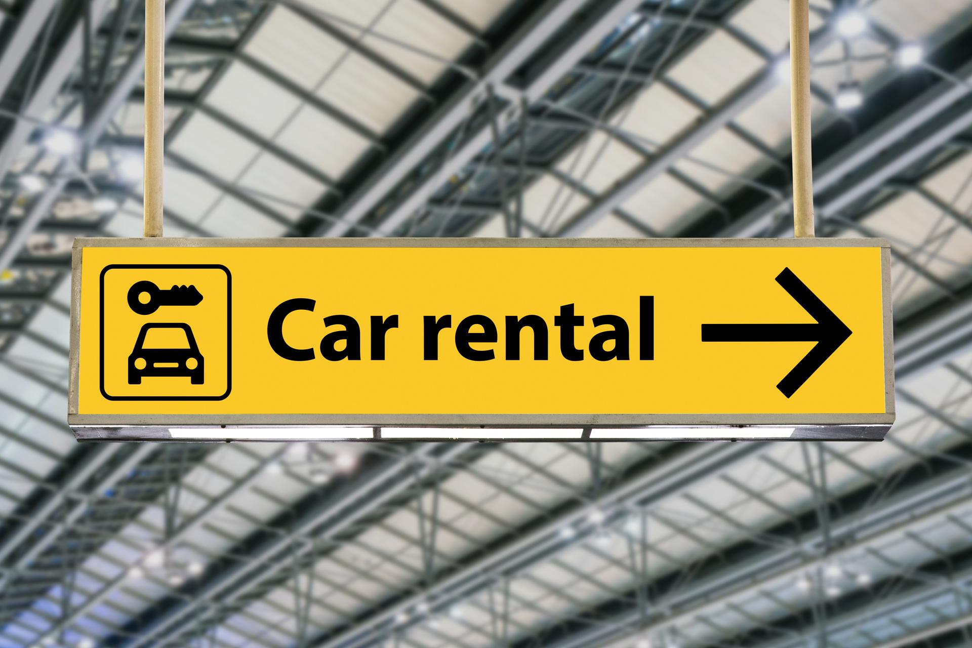 Car rental sign at the airport